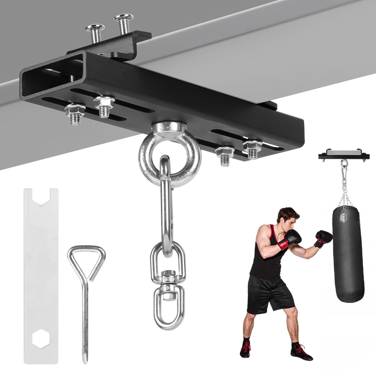 Dailygoods- Kleerhanger robuuste stalen klem - dubbele rail - 360° rotatie - roestvrijstalen haken - eenvoudige installatie - capaciteit 300 kg - Hangsystemen