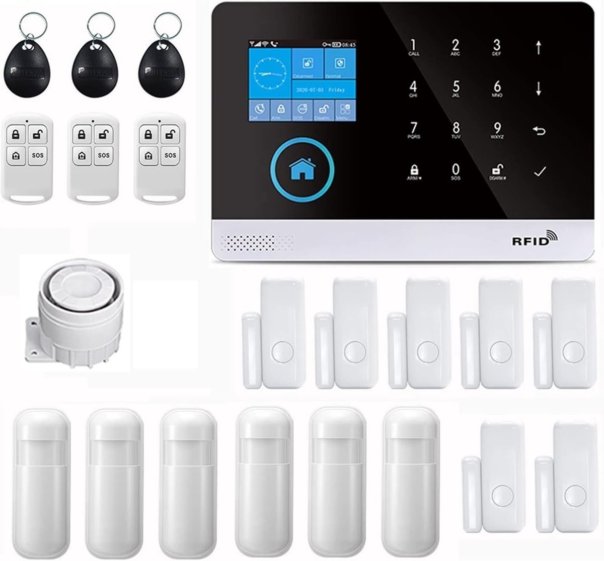 Huisbeveiligingssysteem - Draadloos Alarm - Huis Beveiligen - GSM Communicatie - 433 MHz - Zwart