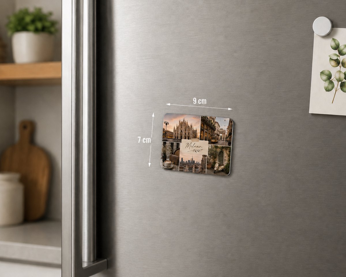 Milaan Koelkastmagneet 9 x 7 cm – Italië Souvenir Magneet – Decoratieve Reismagneet met Milaan Collage