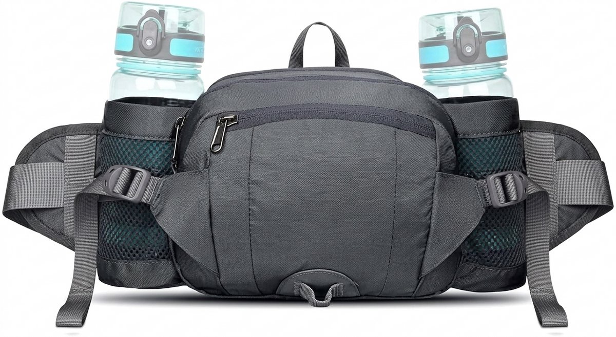 Heuptas voor wandelen met bidonhouder, hardlooptas, waterafstotend nylon, geschikt voor kamperen, fietsen en reizen