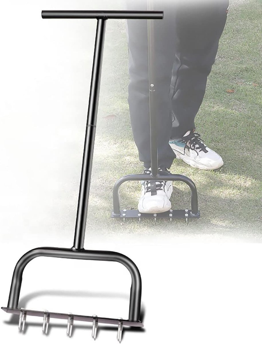 Grasbeluchter - Bodemverbeteraar - Gezond gazon - Efficiënt ontwerp - 83 cm - Zwart