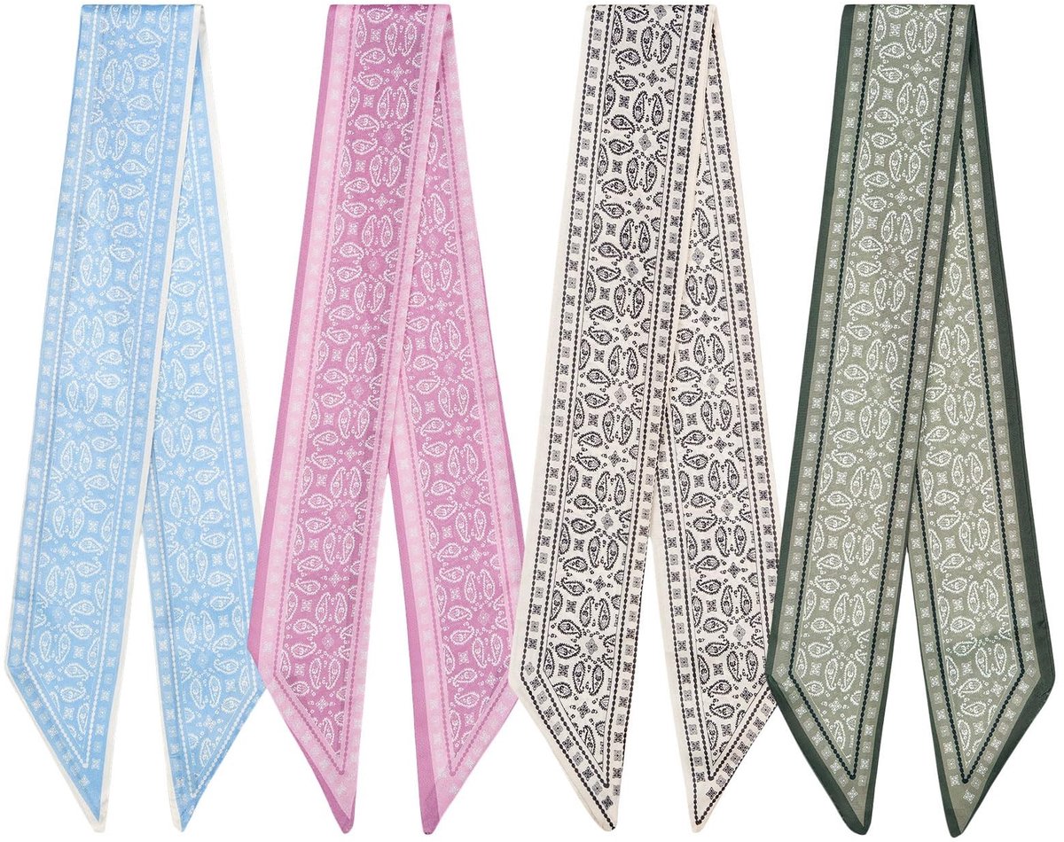 Dailygoods- Sjaal 4 Pack - Portemonnee Sjaal - Skinny Sjaals - Modieuze Accessoires - Zacht Polyester - 86 cm x 6 cm - Sjaalband