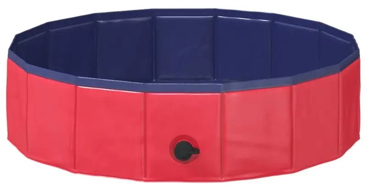 RosaBloom Hondenzwembad - Hondenbad - Opvouwbaar zwembad - Kinderzwembad - Rond - 80x20 cm - PVC - Rood / Blauw