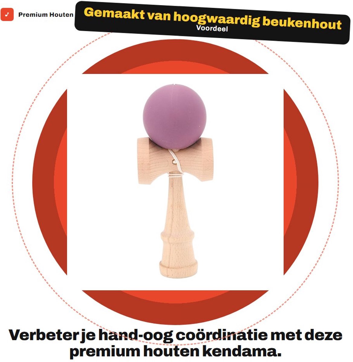 Dailygoods- Kendama Premium Houten Speelgoed - Groepsspel - Hand/oogcoördinatie - Duurzaam - Veilig - Voor verjaardagsfeestjes