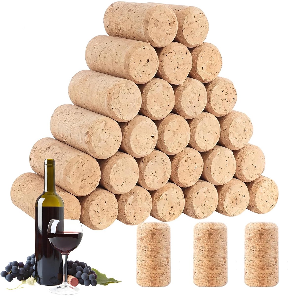 Dailygoods- Kurken 30 Stuks - Natuurlijke Kurken - Wijnkurk voor Knutselen - Decoreren - Luchtdicht - Afmetingen 2,1 x 3,9 cm - Wijnkurken