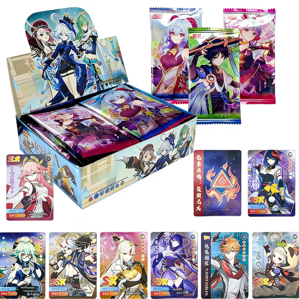 Dailygoods- Fotokaarten 160 Stuks - Genshin Impact Verzameling - Persoonlijke Kaarten - Compact en Draagbaar - Duurzaam Papier - Ideaal Cadeau - Verzamelkaarten