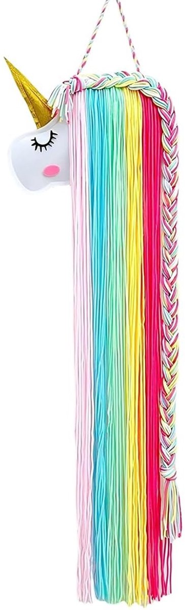 Dailygoods- Haarspeldjeshouder Gouden Eenhoorn - Krokodillenklemmen - Haarstrikken - Hoofdbanden - Decoratie - 75 x 25 cm - Haaraccessoires