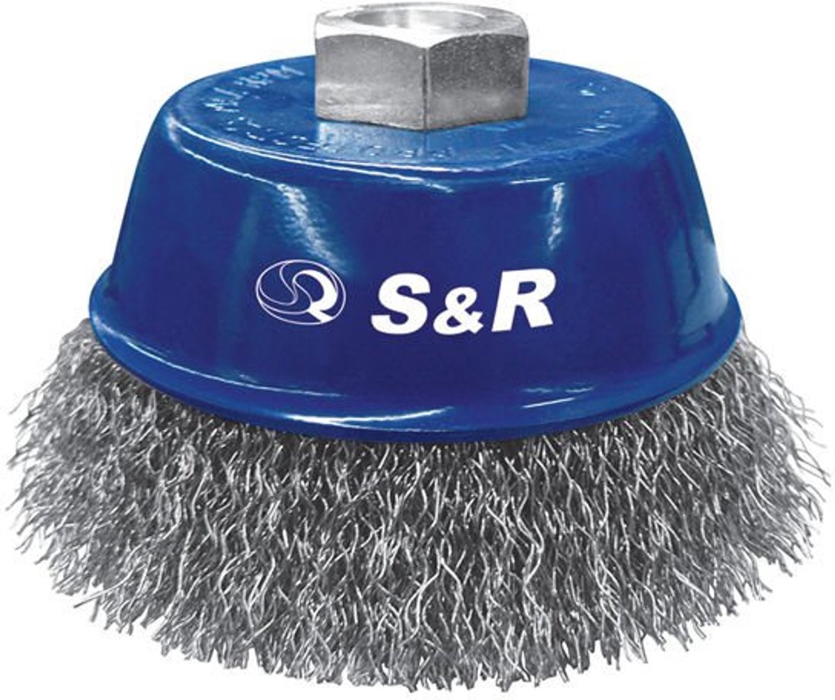 S&R Kegelvormige Draadborstel 80mm RVS Golfdraad