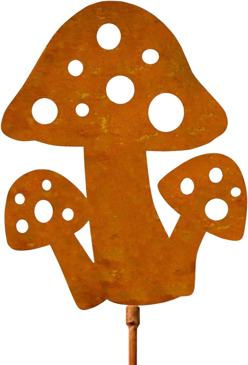 Tuinsteker herfst - paddenstoelen decoratie - roestlook - sfeervolle tuinverfraaiing - ShopVlot