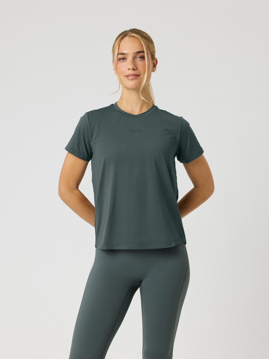 Björn Borg Sportshirt Dames Korte Mouwen Vrouwen - Gerecycled Polyester - Urban Chic Groen - Maat L