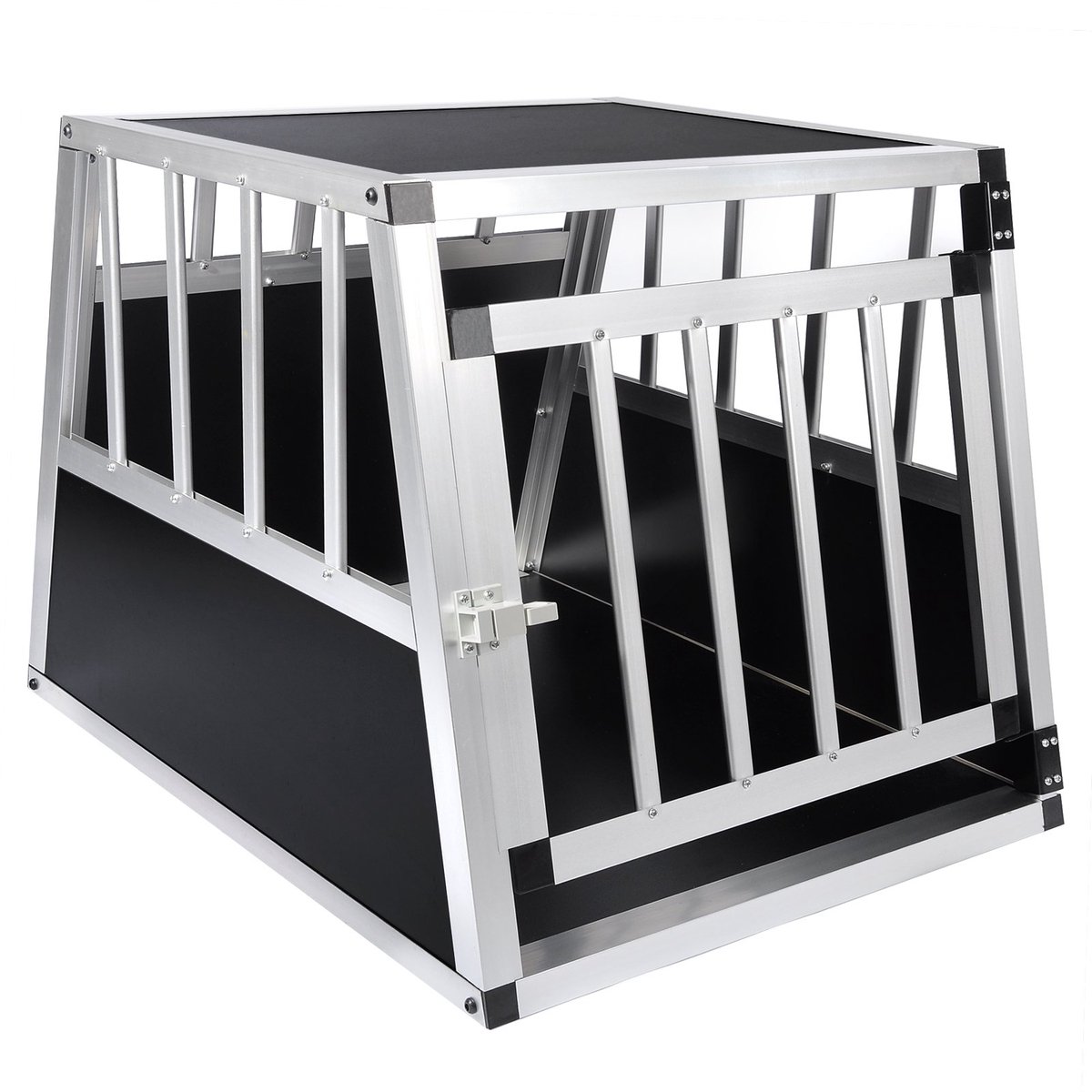 Famanu – Hondentransportbox van aluminium, hondenbox voor thuis en kofferbak, transportbox voor kleine en middelgrote honden en katten, 54 x 69 x 51 cm met veiligheidssluiting