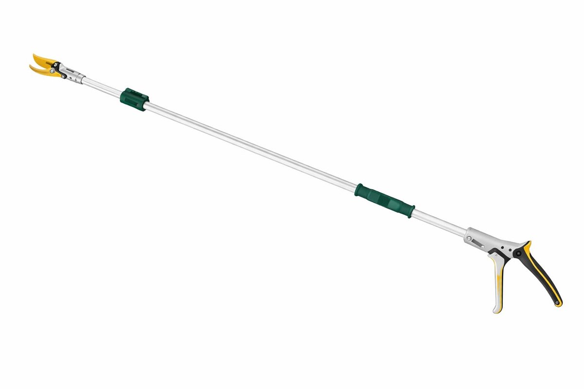 Famanu – Snoeischaar met telescoopfunctie, zilver/geel, verstelbaar van 1,3 tot 2 meter