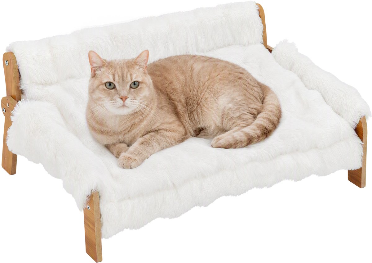 PawHut Pet Bed-Plüsch, MDF-70L x 47B x 30H cm-Weiß