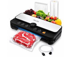 Nexlis Vacumeermachine – Vacuümmachines – Vacuum Sealer - Seal Apparaat - Foodsaver - 3m PFAS-vrije Rol + 5 Vacuümzakken – Vacuumslang - 8L/min