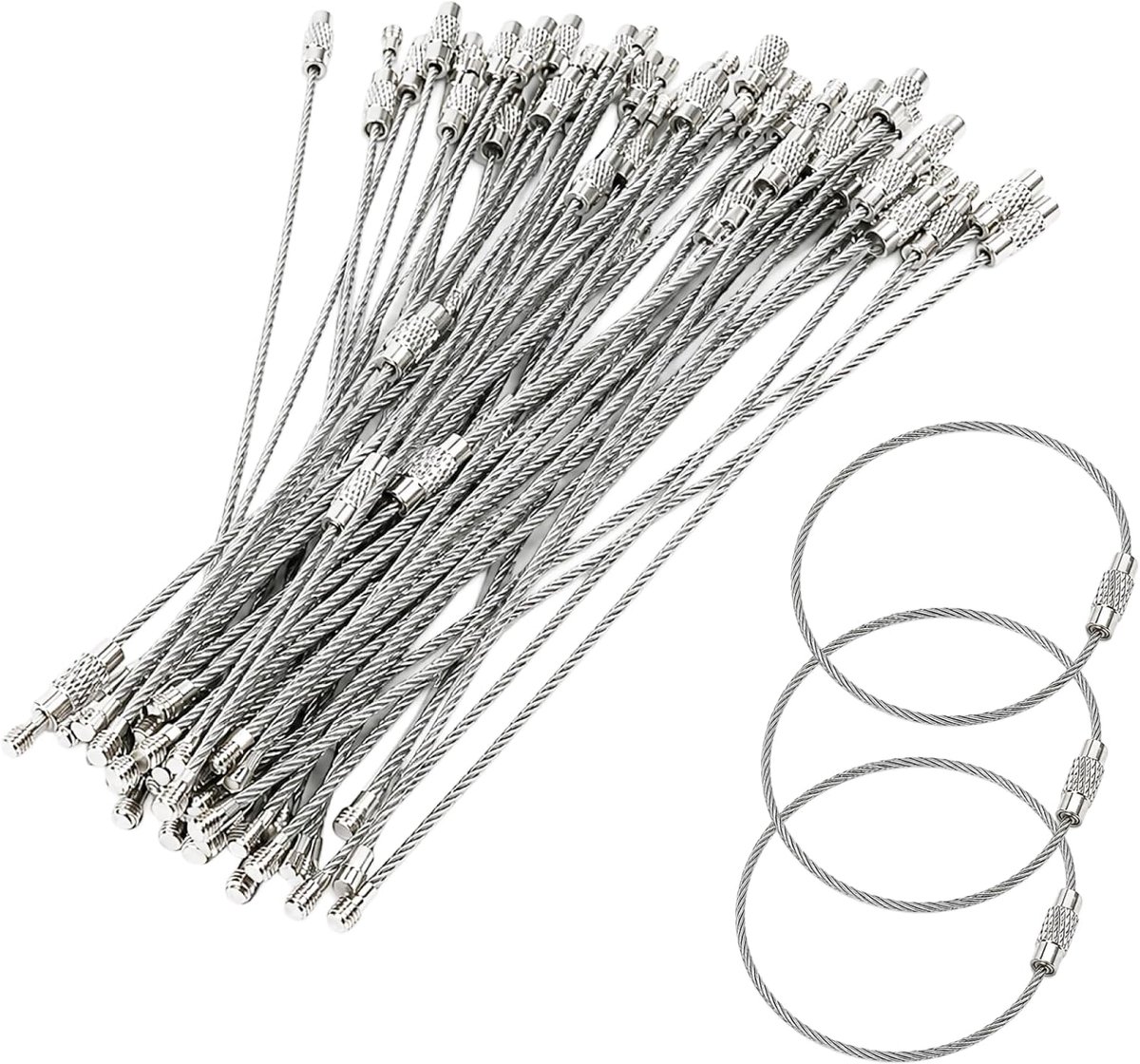 50 stuks sleutelhangers van roestvrij staal, 15 cm, aansluitbaar, met schroefsluiting, corrosiebestendig, voor labels - ShopVlot