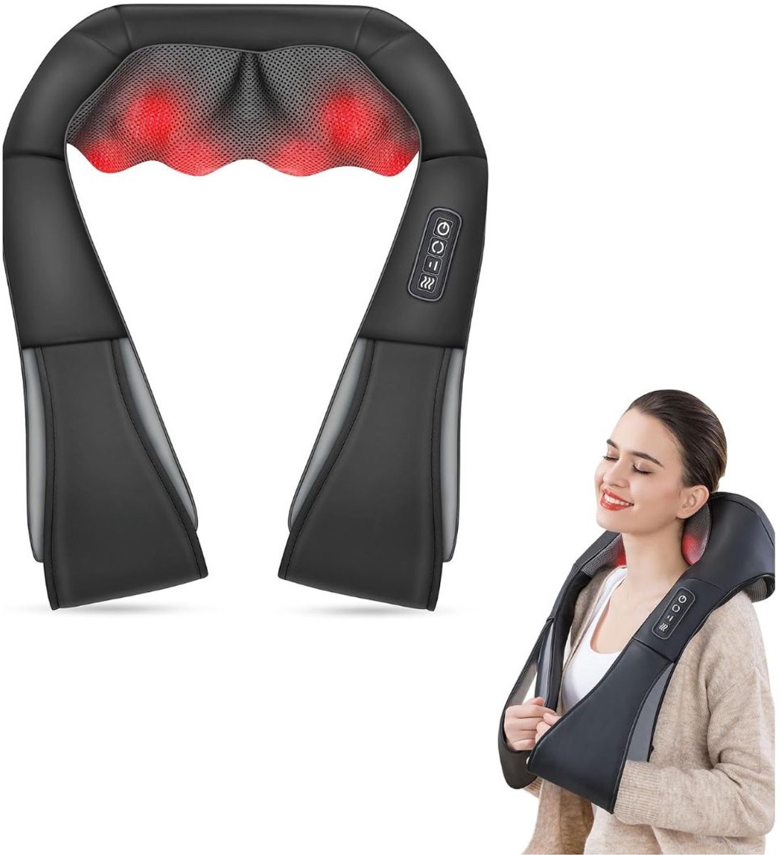JCP® Nekmassage Apperaat - Nekmassage Apparaat Draadloos - Elektrisch Nekmassage Apparaat - Zwart - 19cm x 23cm x 40cm