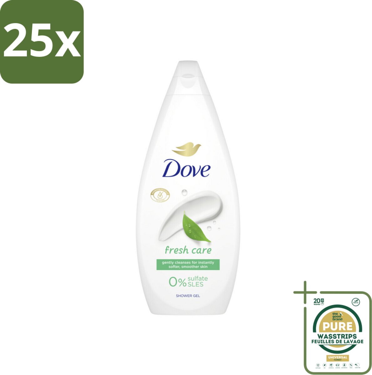 25 x Dove Douchecrème - Fresh Care - 720 ml - Grootverpakking - Douchecrème - Huidverzorging - Hydratatie - Zachte Huid - Droge Huid