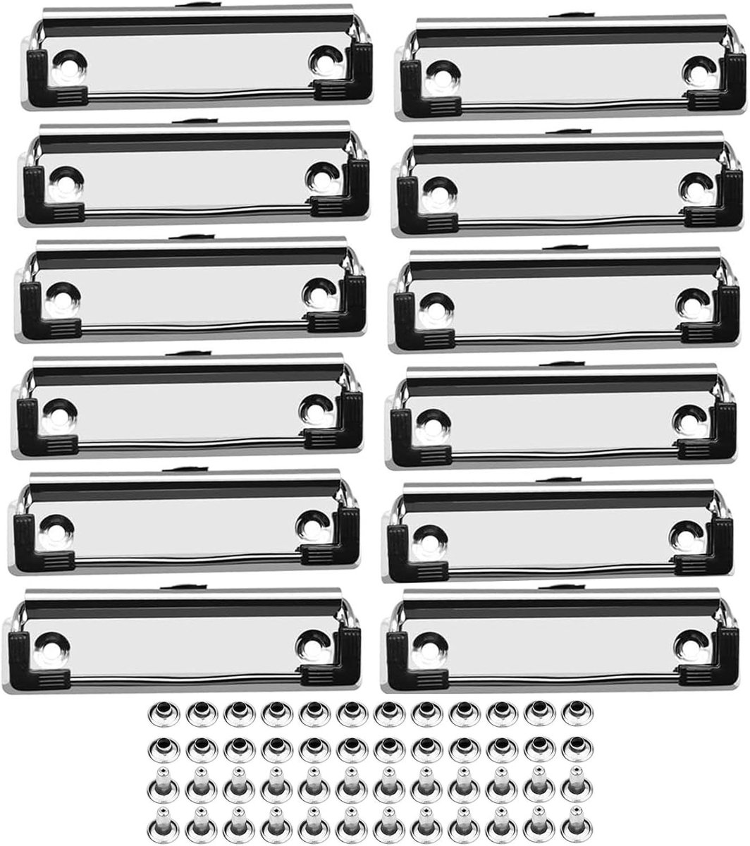 Klembordclips - Zilver - 10 x 3 cm - Metalen Klemmen met Antisliprand - Voor Kantoor en School