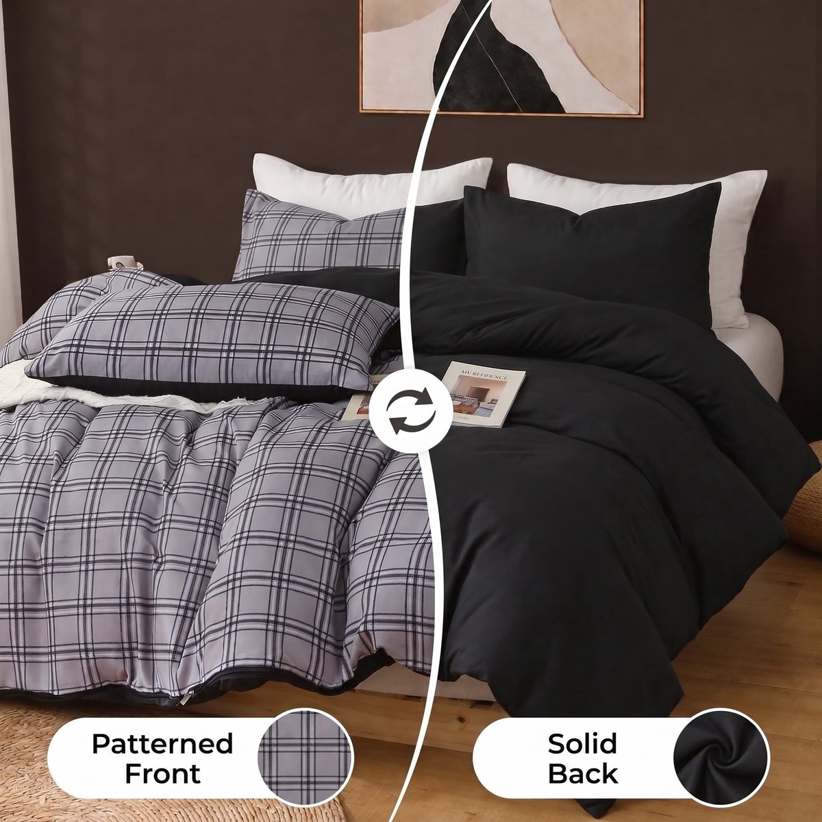 Dekbedovertrekset kingsize 230 x 220 cm - premium microvezel - omkeerbaar - ultrasoft en hypoallergeen - ShopVlot