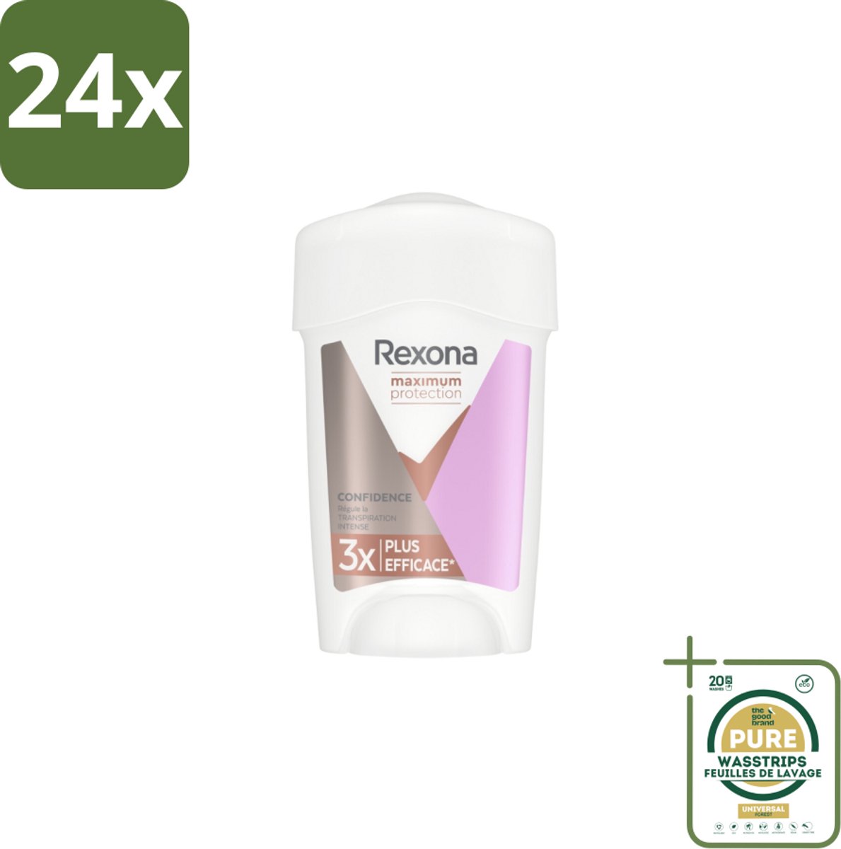 Rexona Women - Deodorant Stick - Maximum Protection Confidence - Anti-transpirant - 45 ml - Voordeelverpakking - 24 stuks - Bescherming - Zweet