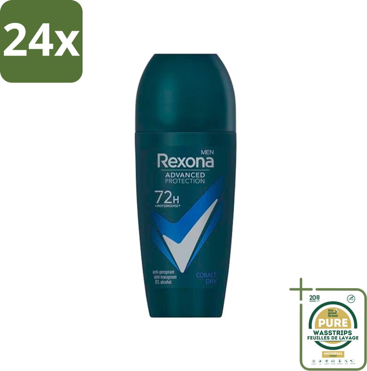 Rexona Men - Deodorant Roller - Advanced Protection Dry Cobalt - Langdurige Frisheid - 50 ml - Voordeelverpakking - 24 stuks - Zweet - Geur