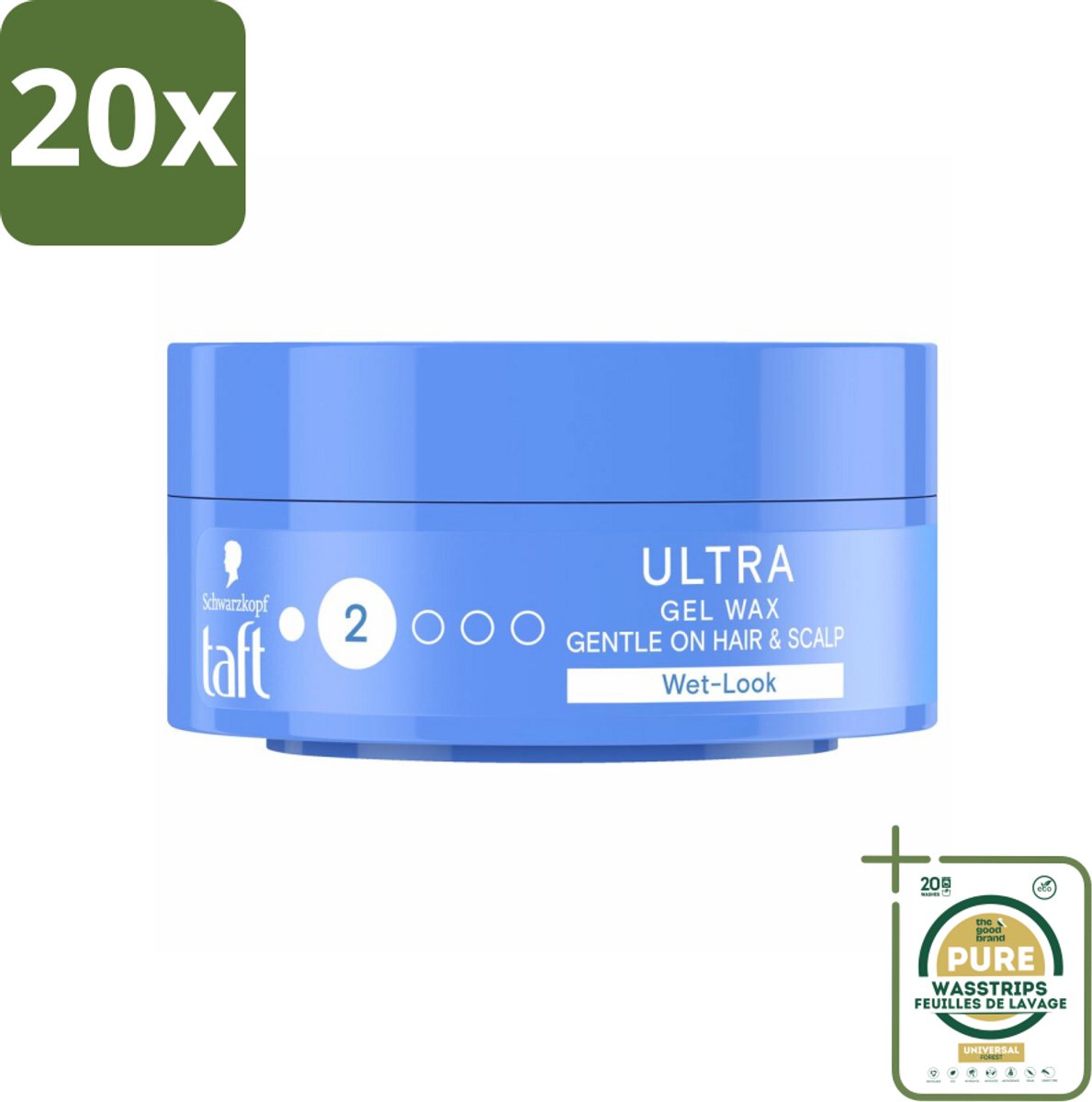 20 x Taft - Ultra 2 - Gel Wax - Wetlook - 75 ml - Grootverpakking - Haar Wax - Gel Wax - Wetlook - Haartypen - Haartypen Styling