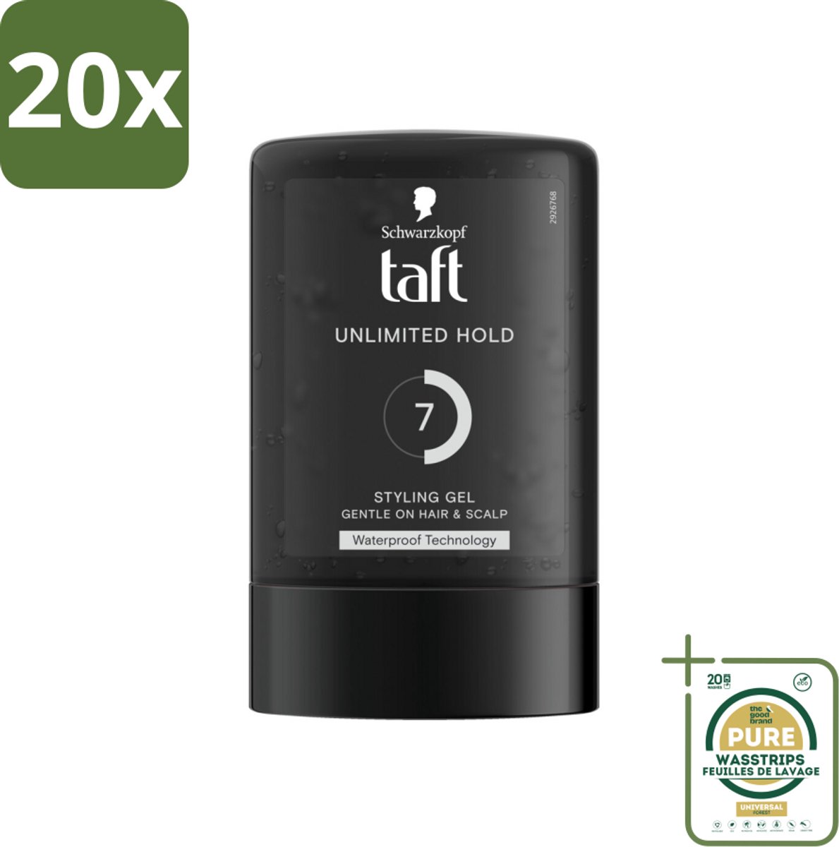 20 x Taft - Unlimited Hold 7 - Styling Gel - Onbegrensde hold - 300 ml - Grootverpakking - Unlimited Hold Gel - Waterbestendig Haar Gel - Hold Level 7/15 - Vegan Haar Gel - Sport Haar Gel