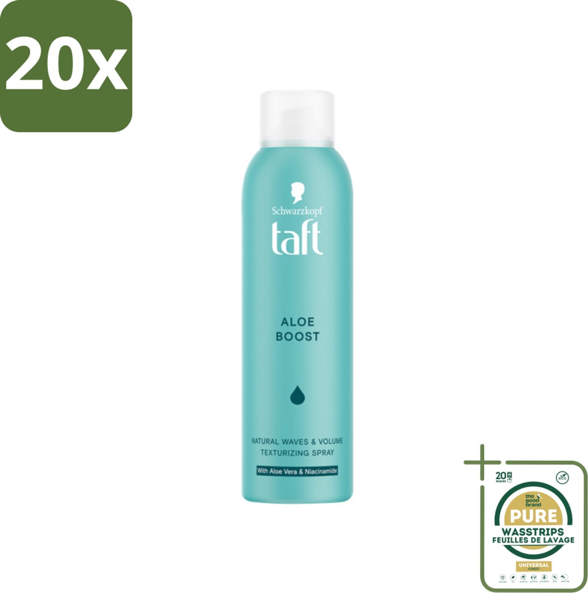 20 x Taft - Texturizing Spray - Aloe Boost - Lichtgewicht volume - 150 ml - Grootverpakking - Haarspray - Textuur Spray - Aloe Vera - Niacinamide - Volume Haar