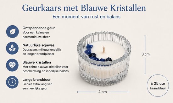Kristalkaars Babyflesje - Handgemaakte Geurkaars met Kristallen - Babyshower & Kraamcadeau - Blauw van Merkloos — afbeelding 4