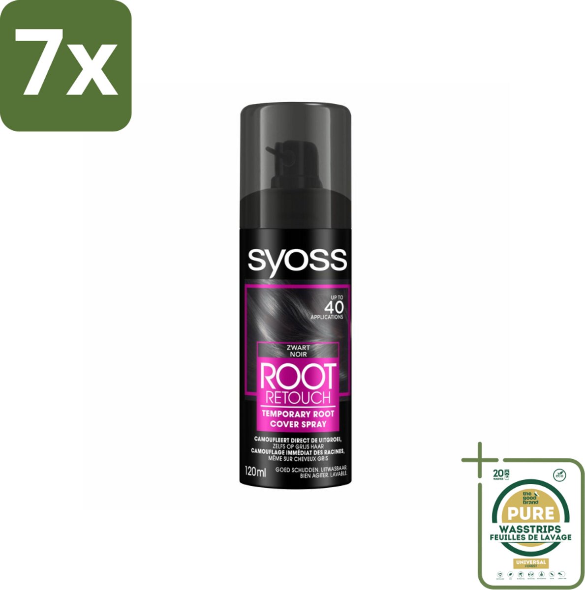 7 x SYOSS - Uitgroeispray Zwart - Uitgroeispray - Kleurbescherming - Directe Grijsdekking - Grootverpakking - Uitgroeispray - Kleurbescherming - Directe Grijsdekking - Tijdelijke Camouflage - Haarkleurbeurten
