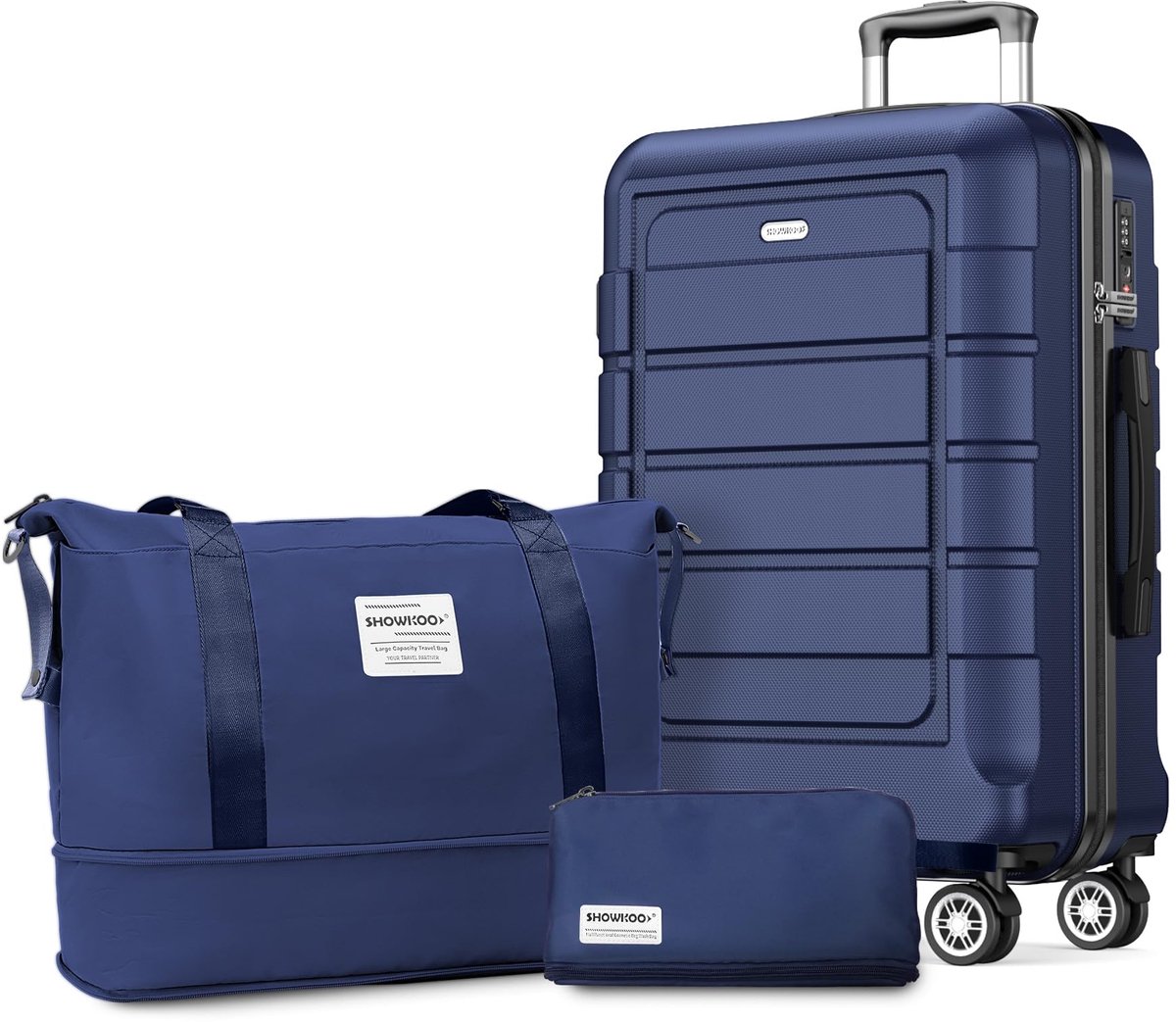 Reiskoffer Middelgrote Uitbreidbare Hardschalige ABS+PC - Lichtgewicht Trolley met Reistas en Toilettas - ShopVlot