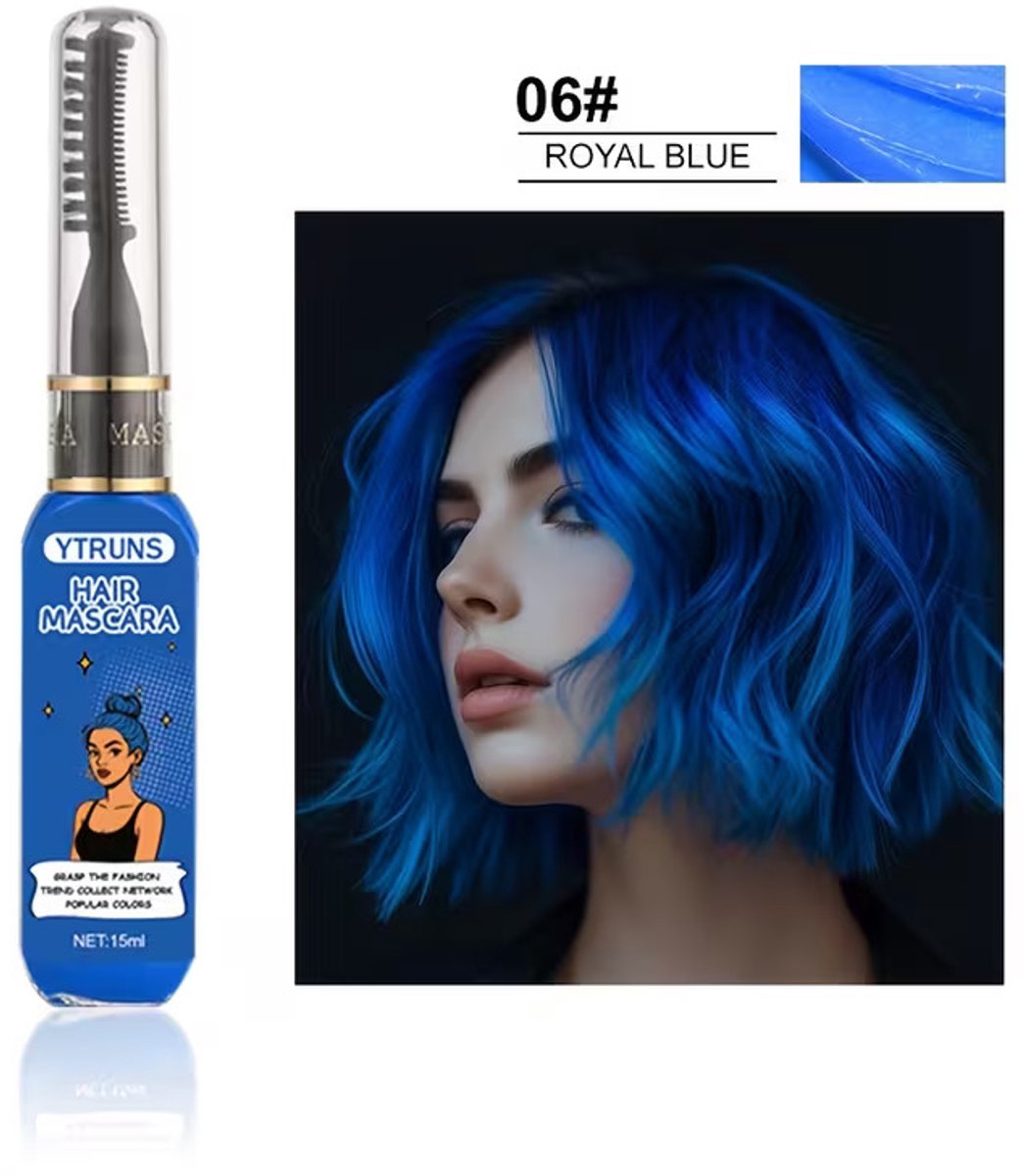 Tijdelijke Haarmascara 06 Royal Blue – Uitwasbare Haarkleur voor Highlights & Styling
