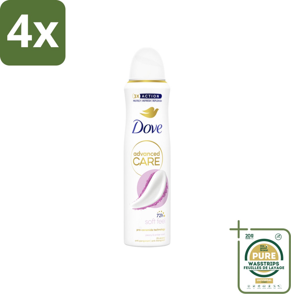 Dove Deodorant Spray - Soft Feel - 150 ml - Voordeelverpakking - 4 stuks - Deodorant spray - Zachte geur