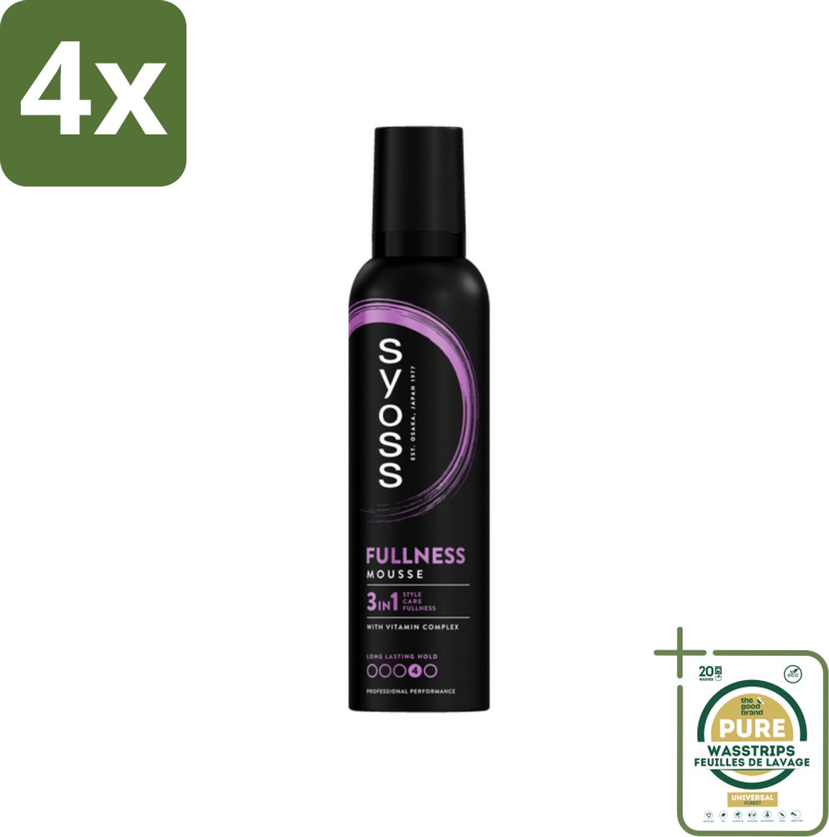Syoss - Fullness - Haarmousse - Lichtgewicht Volume - 250 ml - Voordeelverpakking - 4 stuks - Haarmousse - Haarstyling