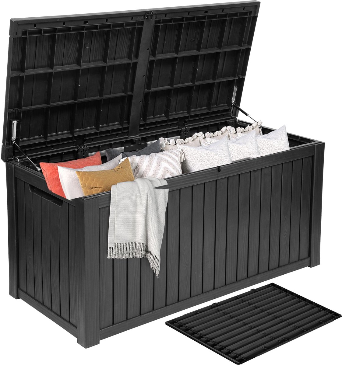 Opbergdoos 680L - waterdichte hars - met verwijderbare verdeler - perfect voor tuinmeubelen en gereedschap - ShopVlot
