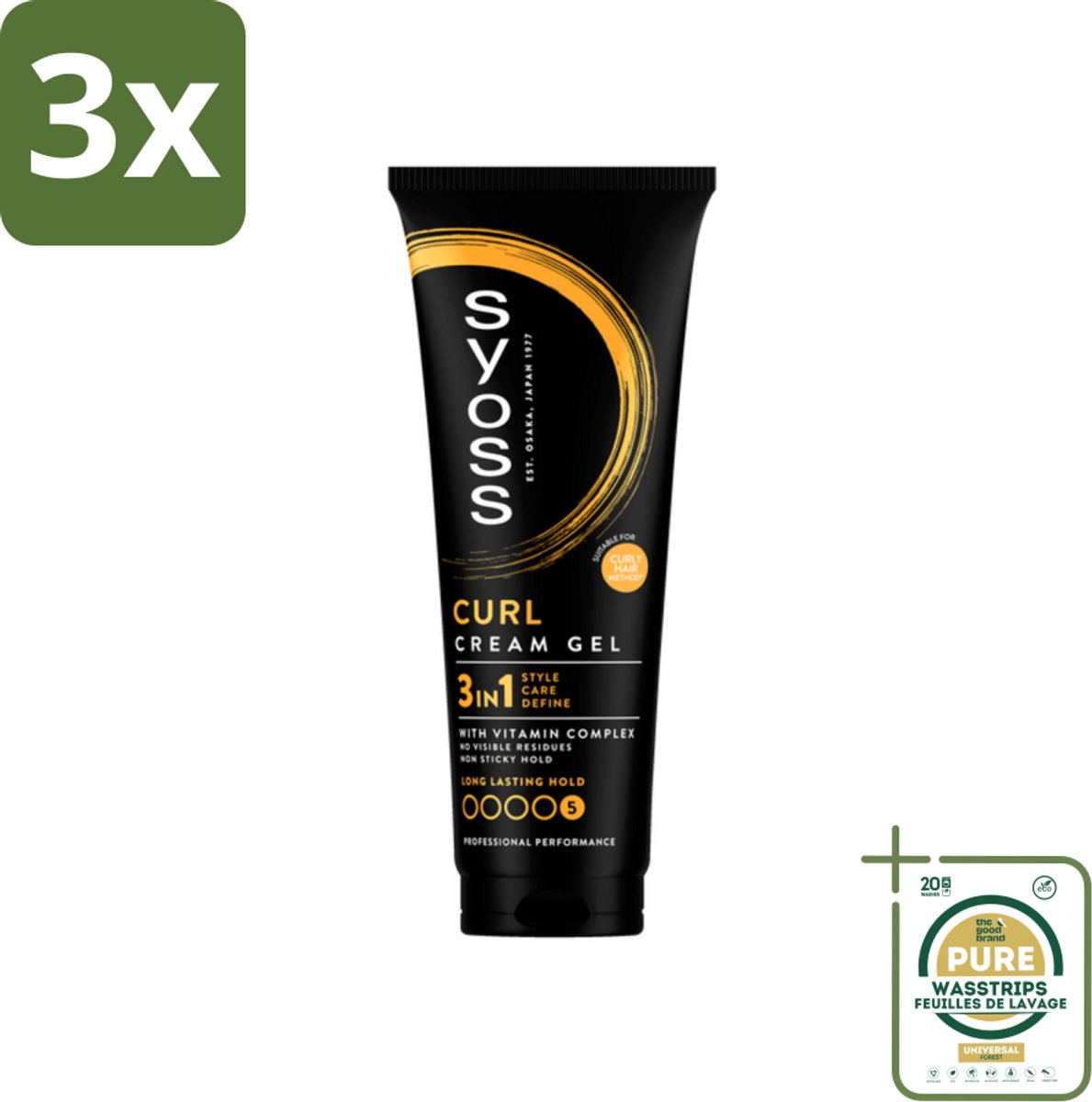 3 x Syoss - Curl Control - Gel - Voor Gedefinieerde Krullen - 250 ml - Grootverpakking - Krullen Stylen - Krullen Fixeren - Krullen Controleren - Krullen Verzorgen - Krullen Gedefinieerd Maken