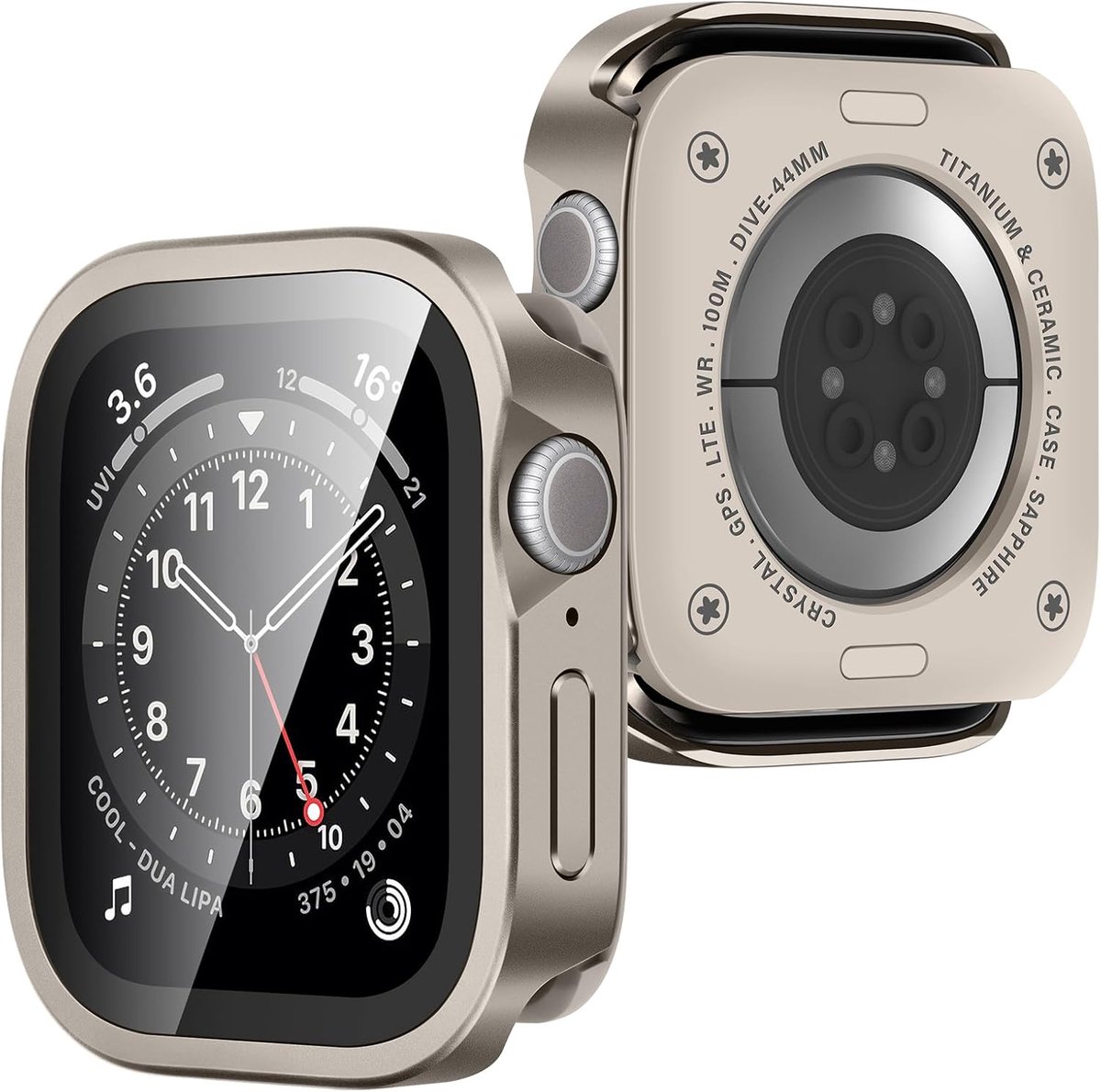 2-in-1 hoes compatibel met Apple Watch serie 6/5/4 SE3/2/1, 44 mm met displaybescherming, recht snijden, ultradunne - ShopVlot