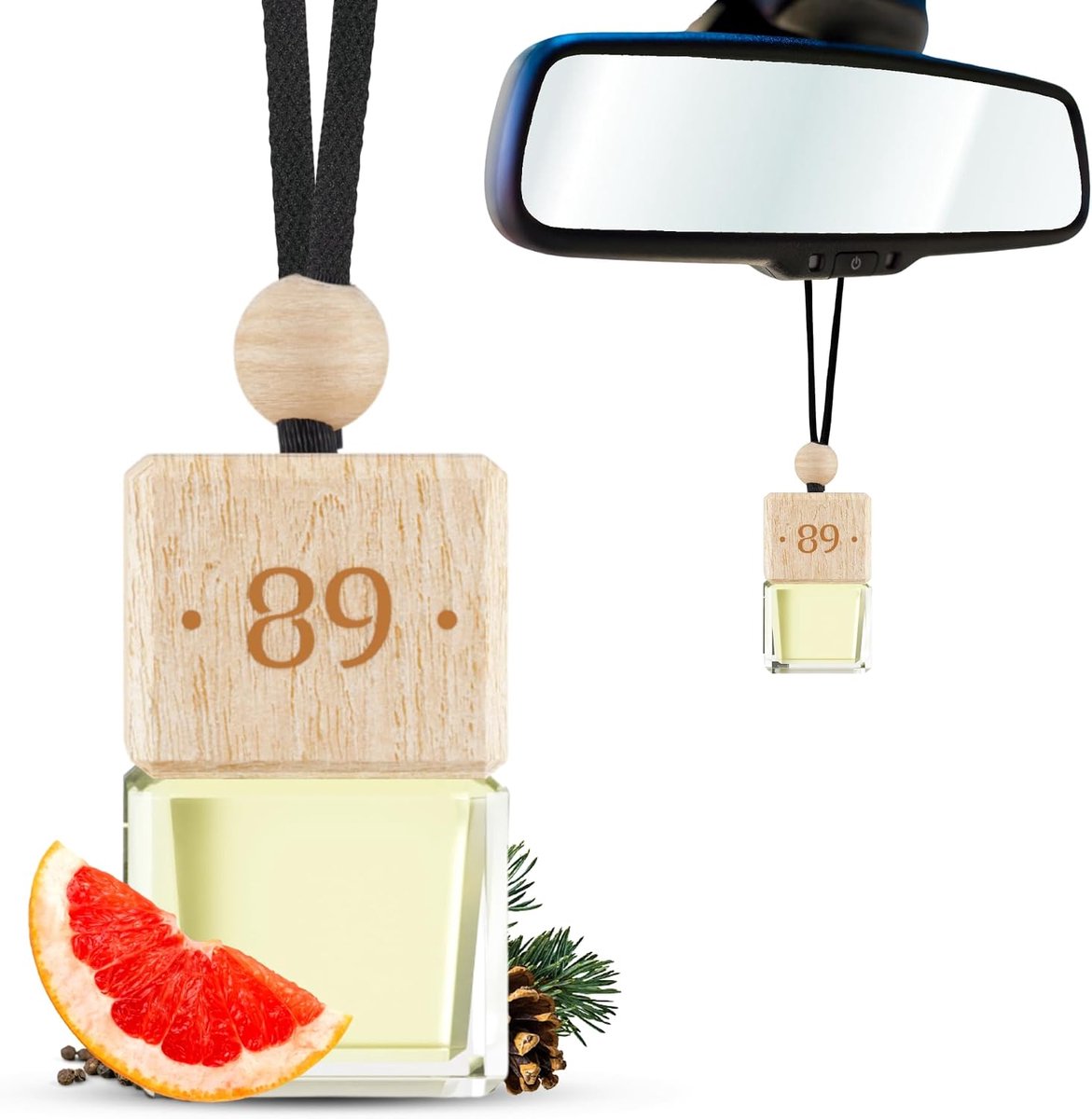 Auto luchtverfrisser - geurhanger grapefruit, cederhout & peper - tegen nare geurtjes - tot 90 dagen - ShopVlot