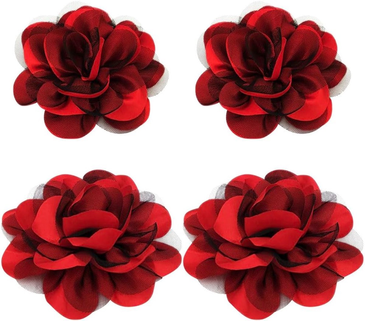 Umibow 4pcs Pink Flower Hair Clips Mexican Hair Flowers Hairpin Flower Brooches Pins Flamenco Dancer Headwear Tea - ShopVlot