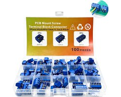 100 stuks - PCB-aansluitblokken - stekkerbare verbindingsklem - printklemblok - steekafstand 5,08 mm - 2/3/4 polig - voor elektronica printplaten, SPI‑signaalcircuits - blauw
