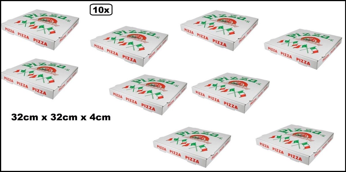 10x Pizzadoos 32x32x4cm pizza print - Pizza Food thema feest festival Italie landen pizzaria