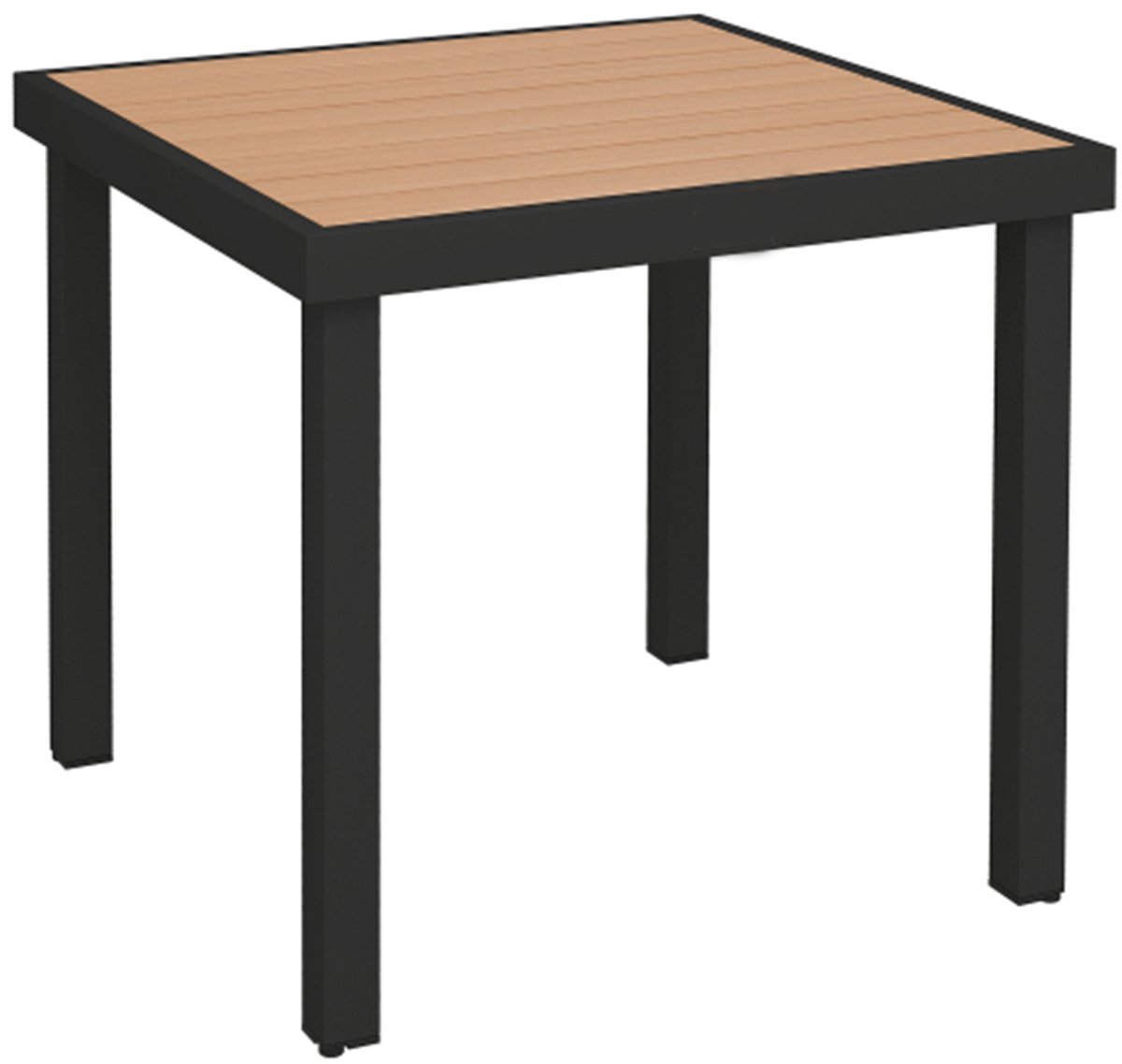 Rechthoekige tuintafel - waterdicht aluminium frame met HDPE-bureau - 78 x 78 x 74 cm - zwart