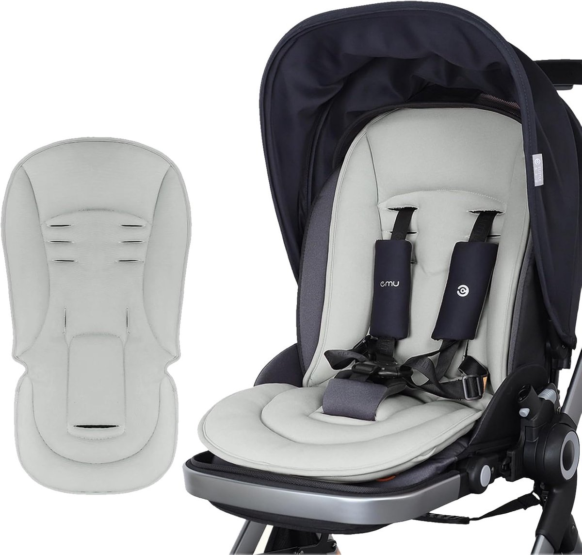 Buggy zitkussen 2 cm - Katoen - Dubbelzijdig gebruik - Ademend en machinewasbaar - ShopVlot