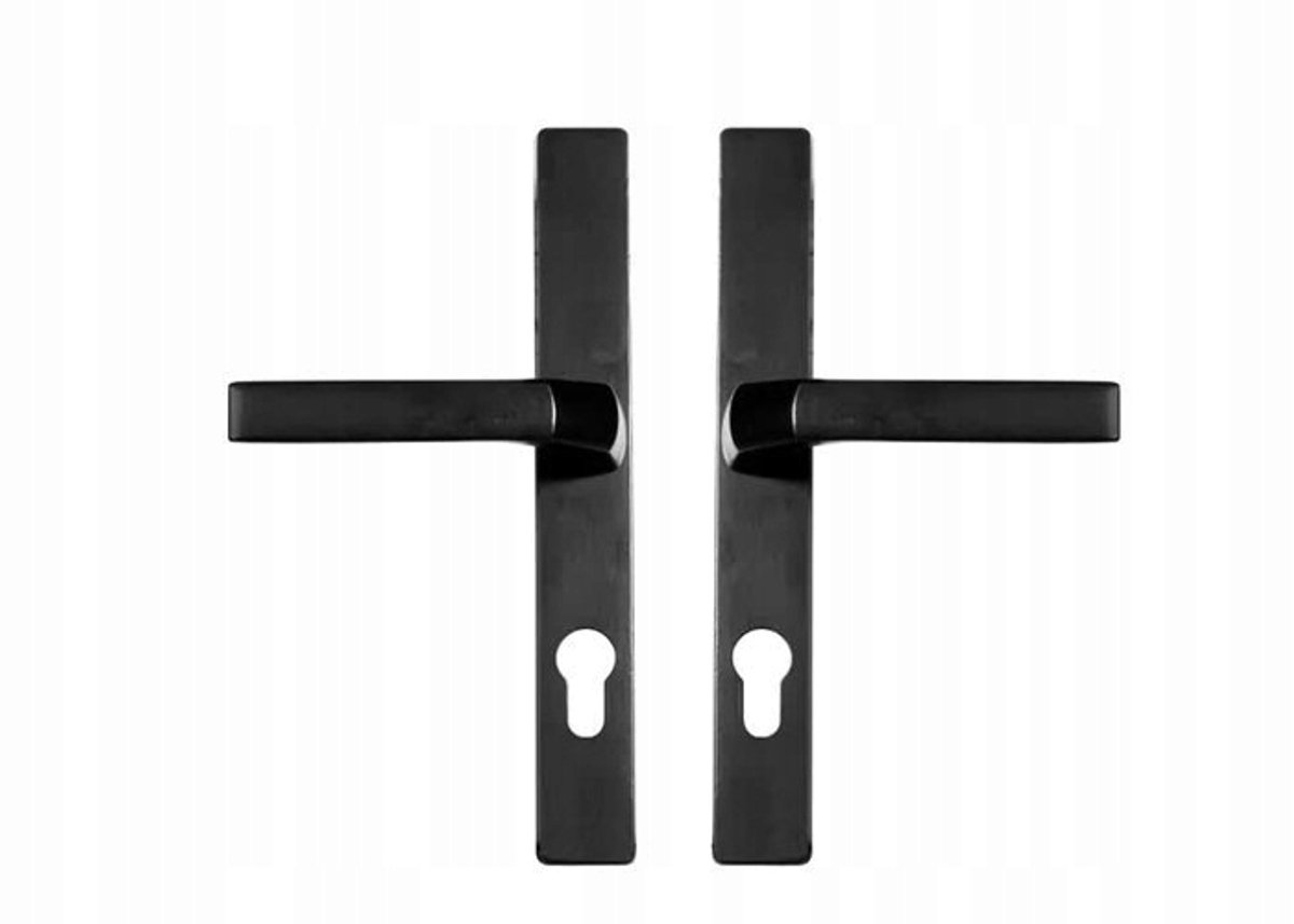 Zwarte Deurklink Set voor Poorten met Schild 90mm