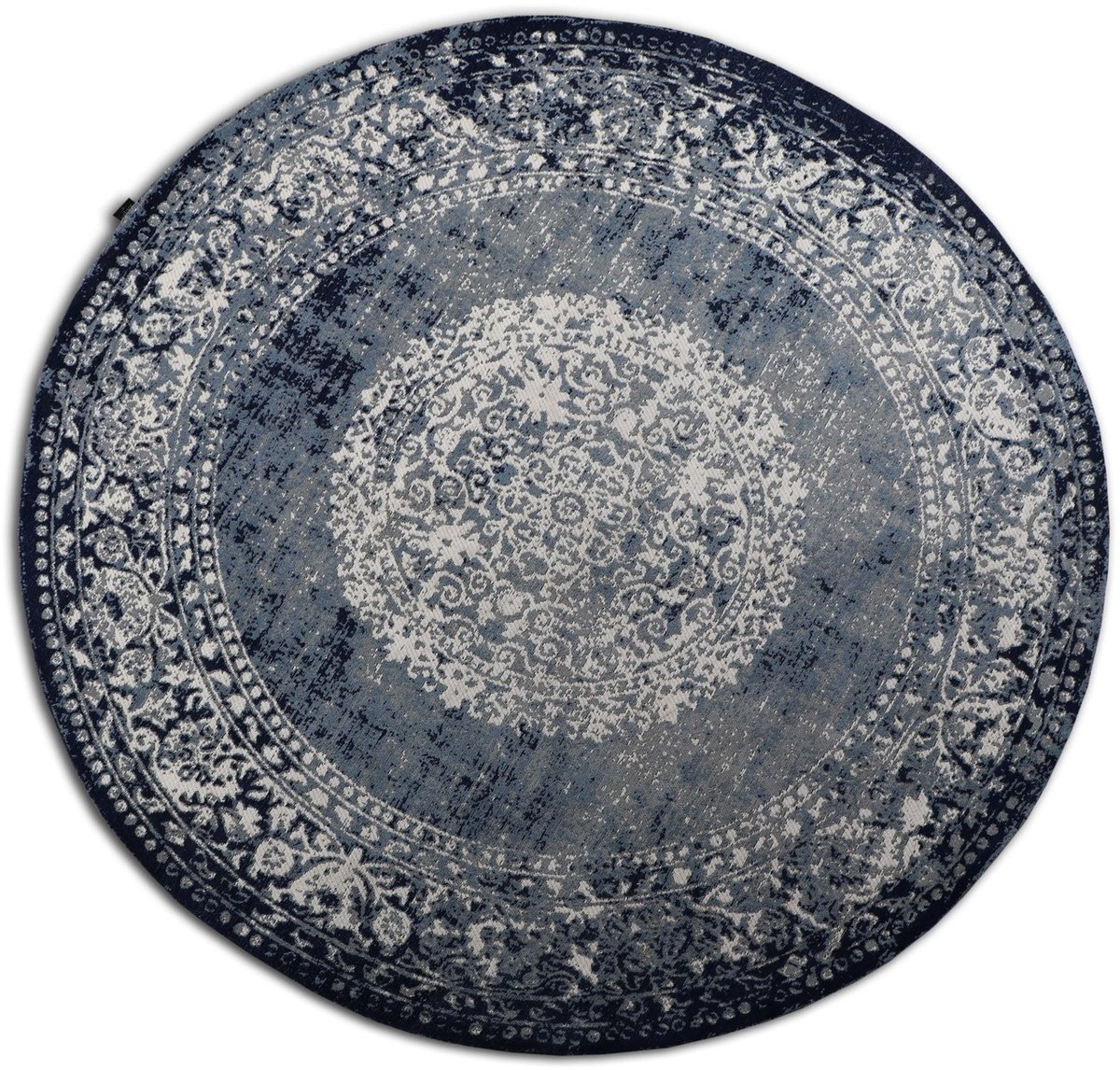 Vloerkleed Rond 150cm Blauw - Polyester - Vloerkleed Durban - Giga Living