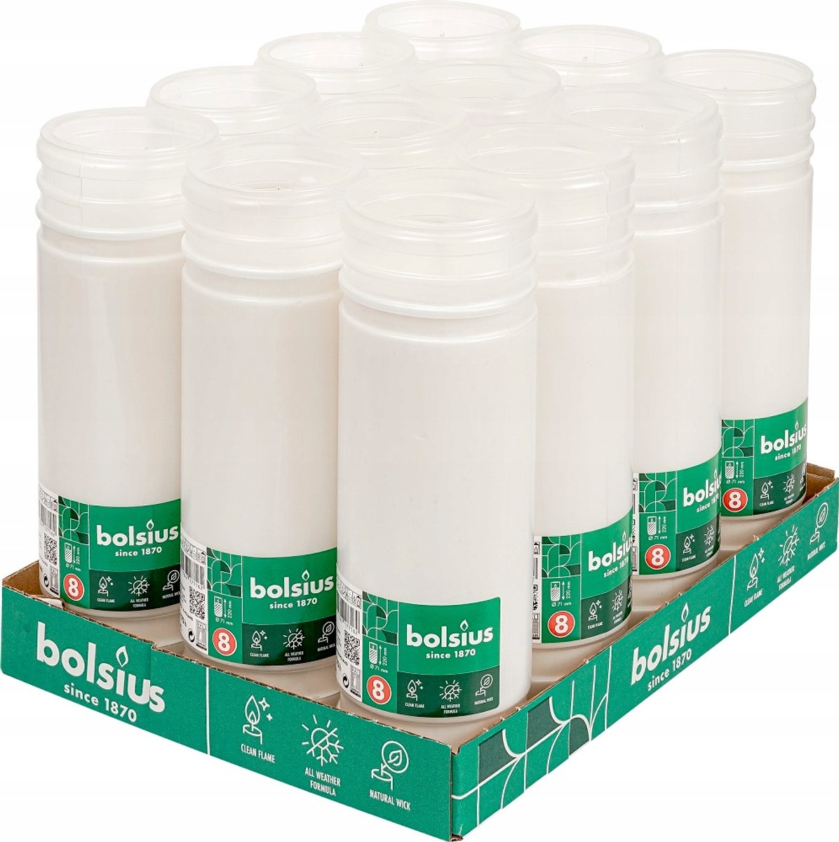 Bolsius Paraffine Grafkaarsen 22cm - 170 uur brandtijd - 12 stuks