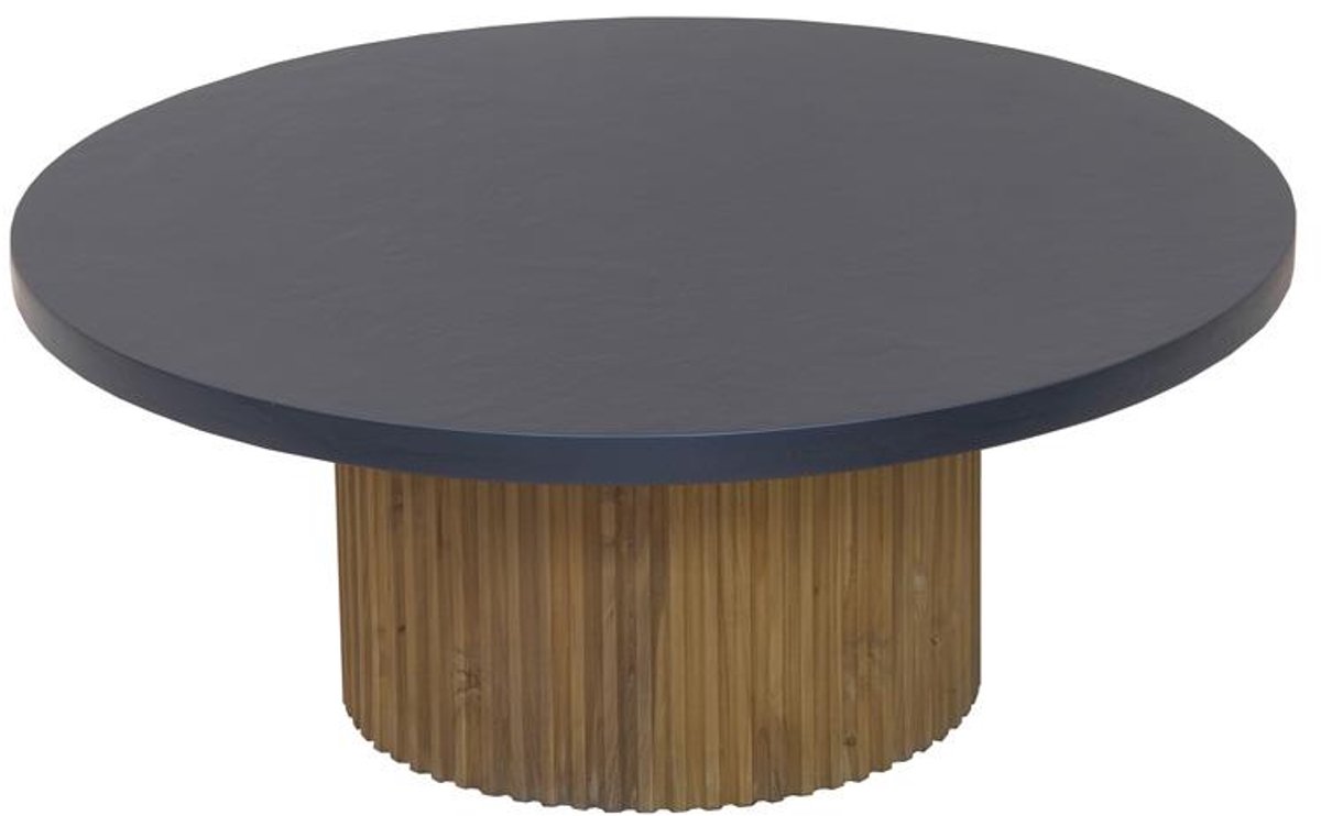 Tower Living Salontafel Palazzo - Rond Zwart/Naturel Hout - Ø100x40cm