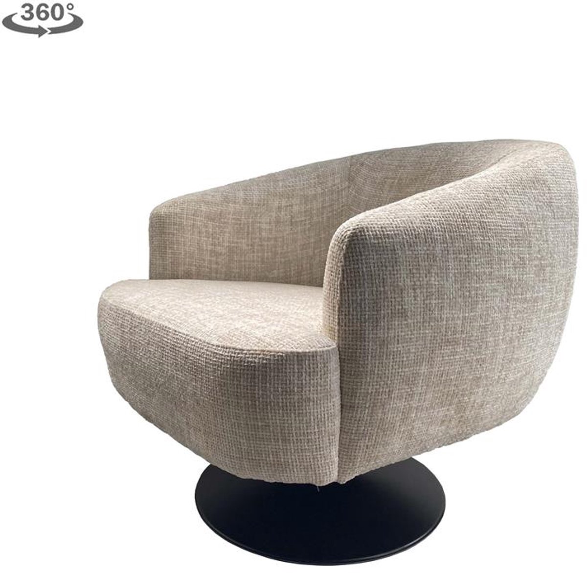 Tower Living Draaifauteuil Barga - Off White Stof - 80x80x75cm