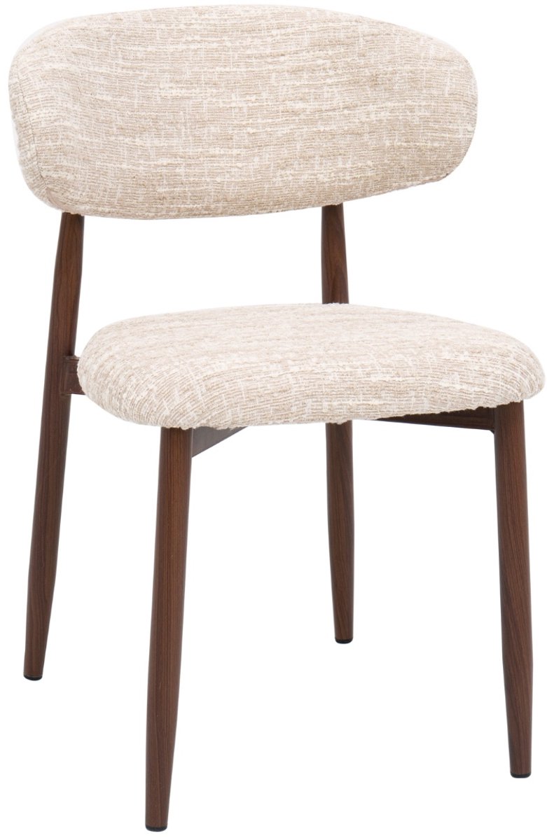 DÉJA Living Eetkamerstoel Skara - Beige/Walnoot - Set van 2