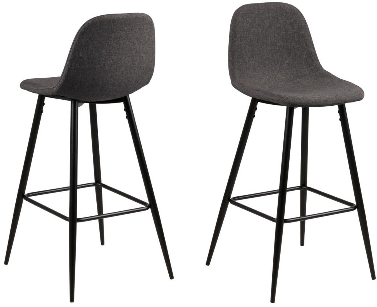 Giga Living Barstoel Willy - Grijs Stof - Zithoogte 65cm - Set van 2